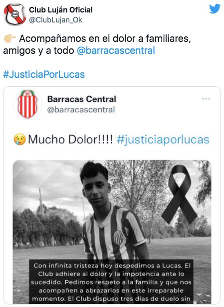 El pedido de Justicia por Lucas de los clubes del fútbol argentino.