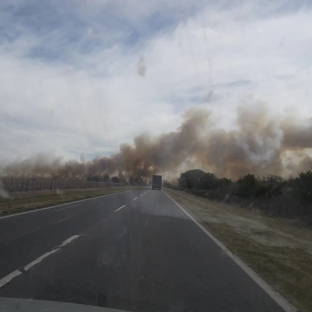 Incendio sobre ruta 19