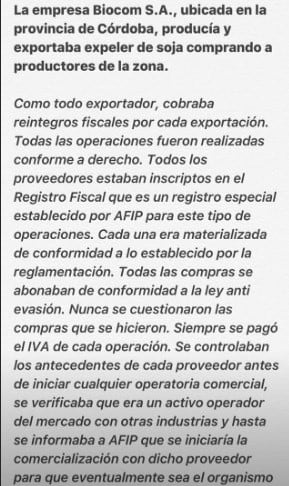 Comunicado de Nicolás Paladini sobre presuntas estafas al fisco. (Instagram)