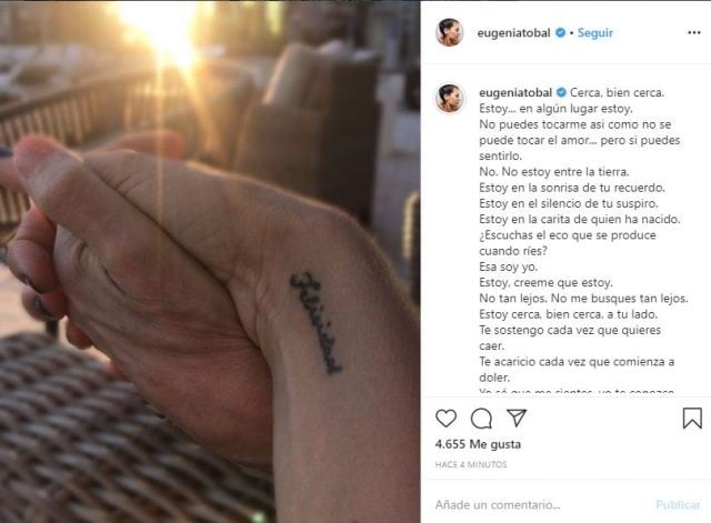 La despedida de Eugenia Tobal a su mamá en las redes. (Instagram)