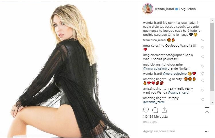 wanda nara acompañó sus fotos con comentarios picantes