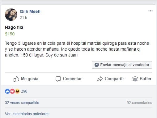 Así promocionaba su trabajo la joven sanjuanina.