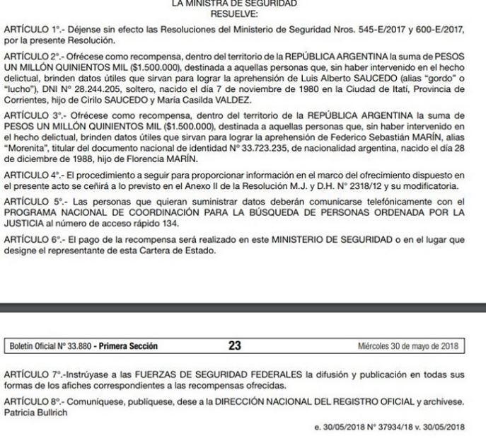 La Resolución 423/2018 difundida este miércoles por el Gobierno