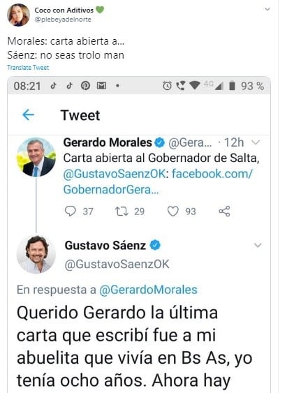 Gustavo Sáenz y Gerardo Morales se pelearon en Twitter y estallaron los memes. (Twitter)