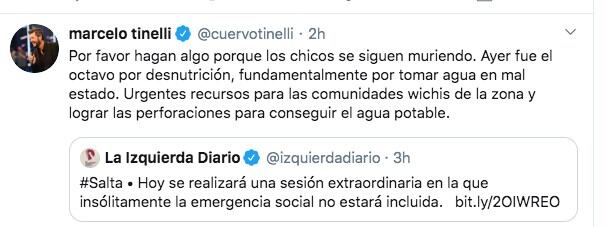 Marcelo Tinelli sobre la desnutrición en el norte de Salta.