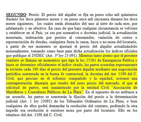 El precio de los alquiler estaría así atado a la inflación acumulada cada 6 meses (web).