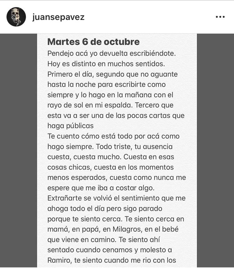 Carta del hermano de Blas Correas (Captura/Instagram)