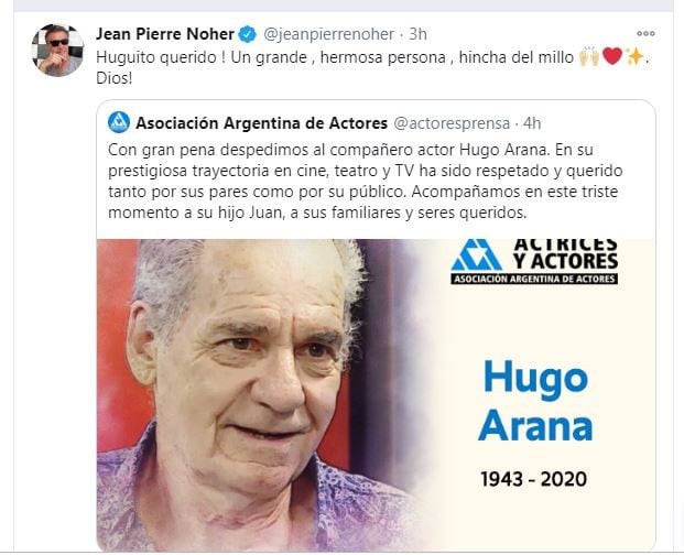 Los famosos despiden a Hugo Arana (Web)