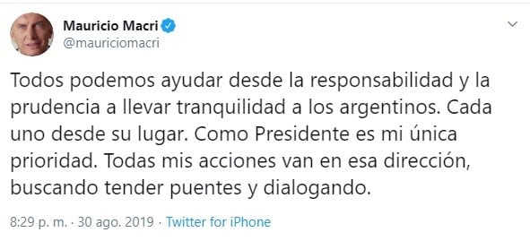 (Twitter: @mauriciomacri)