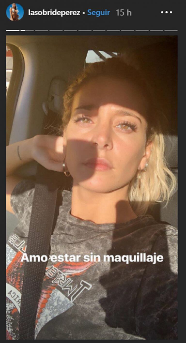 La foto que subió Sol Pérez sin maquillaje (Foto: Instagram Stories)