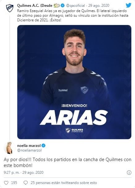 Noelia Marzol volvió con Facundo Arias y lo confirmó en Twitter