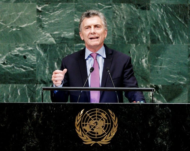 Mauricio Macri, durante su discurso ante la ONU en septiembre de 2018. Foto: EFE.