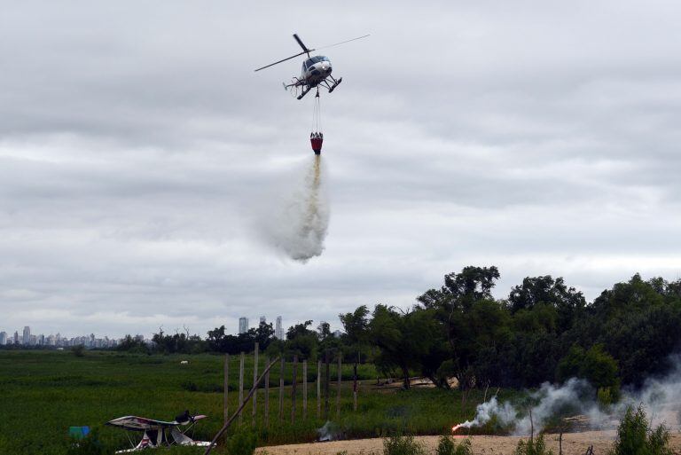 Simulacro de rescate en la isla por la caída de una avioneta (Municipalidad de Rosario)