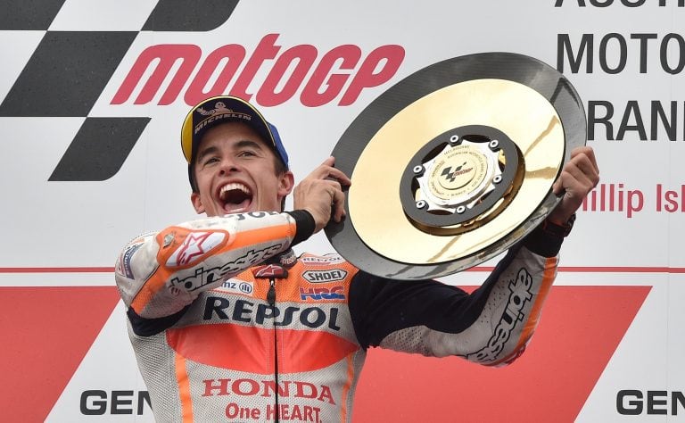 Márquez (Honda), vencedor en 2019 del Gran Premio de Australia de MotoGP en Phillip Island.