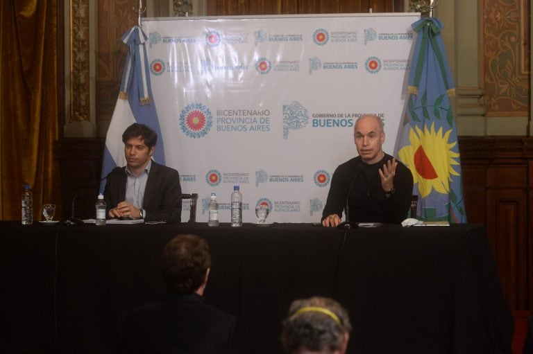 Conferencia de prensa Horacio Rodríguez Larreta y Axel Kicillof. (Foto: Clarín)