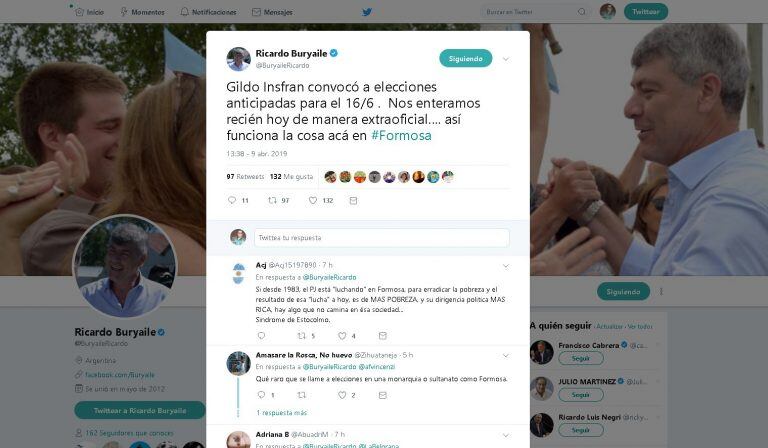 Buryaile se quejó sobre como comunican extraoficialmente una decisión que podría afectar a la oposición