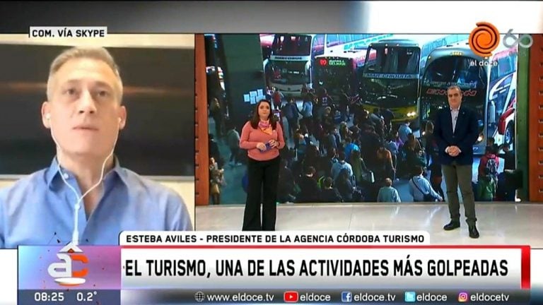 Presidente Agencia Córdoba Turismo, Esteban Avilés, en diálogo con "Arriba Córdoba". (Foto: captura de pantalla / video ElDoce.tv).