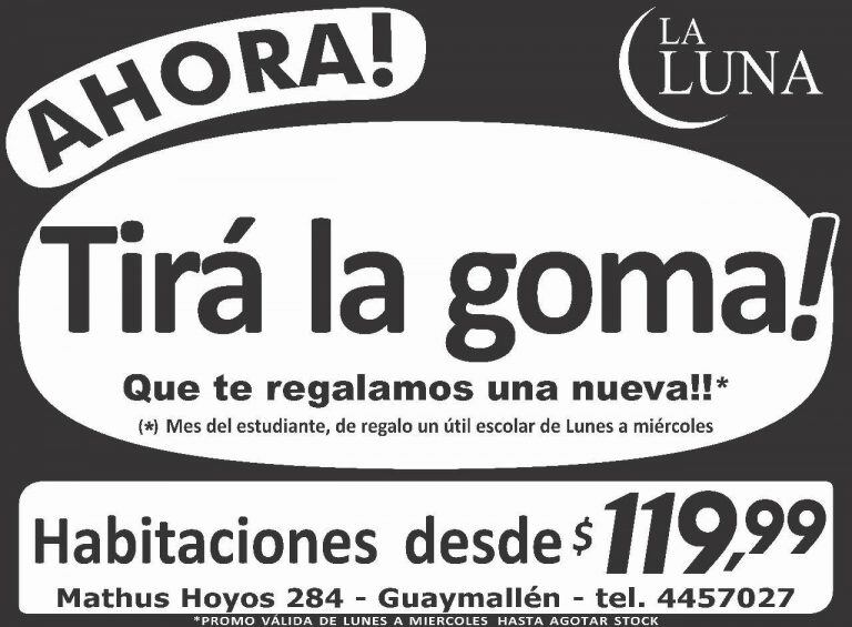 Publicidades del hotel La Luna en Mendoza.