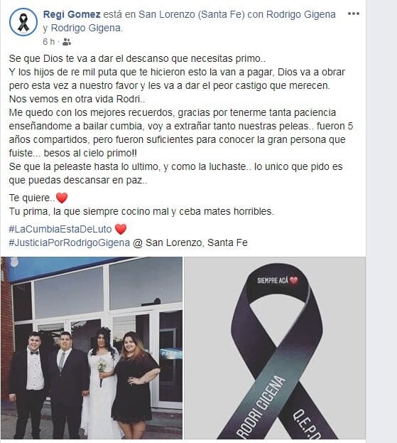 El dolor de los familiares en redes sociales.(Captura Fecebook)