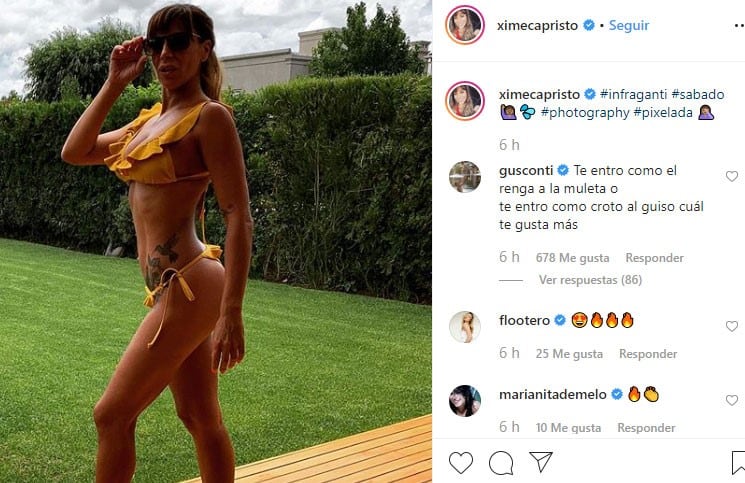 Ximena Capristo subió una foto en bikini pero el comentario de Gustavo Conti, su marido, se llevó todas las miradas. Instagram/ximecapristo