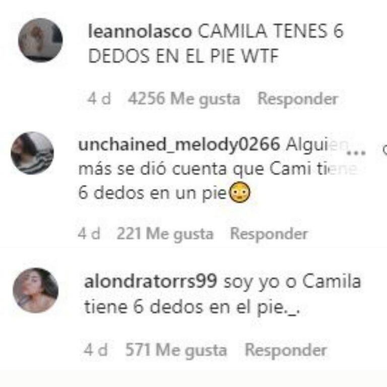 Los comentarios que recibió la cantante sobre sus dedos (Instagram/camila_cabello)