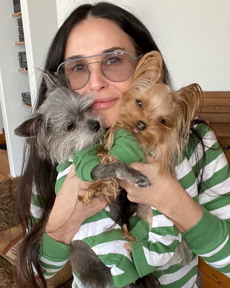 Hasta las mascotas de Demi Moore lucieron el mismo outfit de la familia. (Instagram/@demimoore)