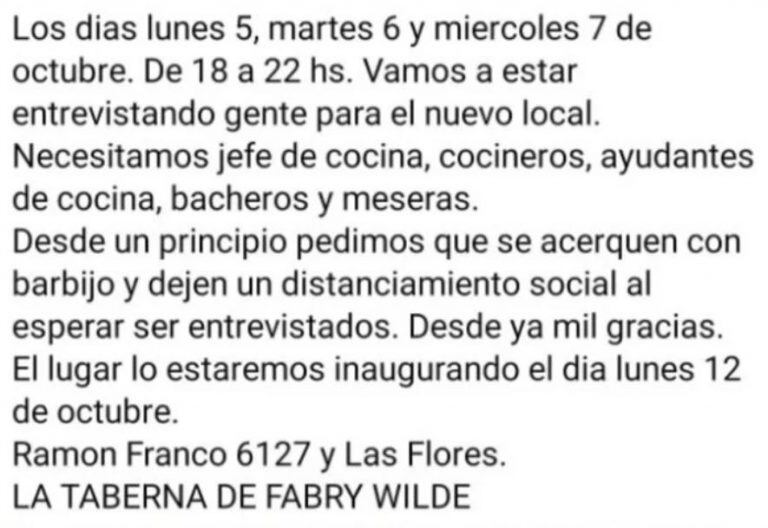 Wilde: publicaron un aviso buscando 15 empleados y se presentaron más de 1.500 personas