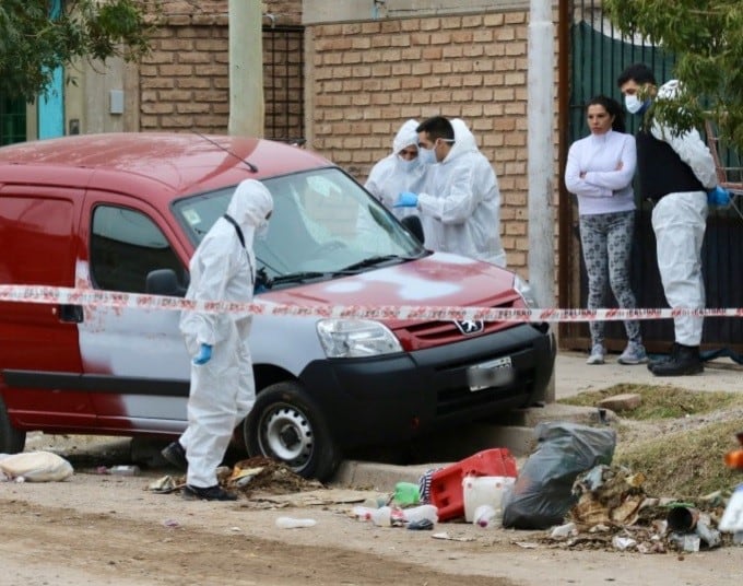 Escena del crimen del panadero Fausto Fabián Fariño, ocurrido este jueves durante un intento de asalto en Maipú.