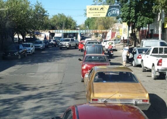 El ingreso a la feria de Guaymallén.