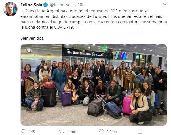 Tuit de Felipe Sola.