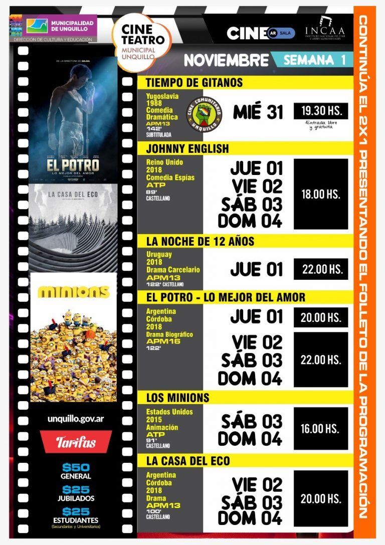 Cartelera Cine Teatro Municipal de Unquillo.