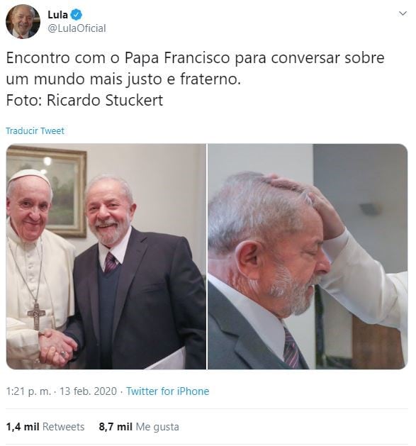 El papa Francisco recibió a Lula en el Vaticano. (Twitter/@LulaOficial)