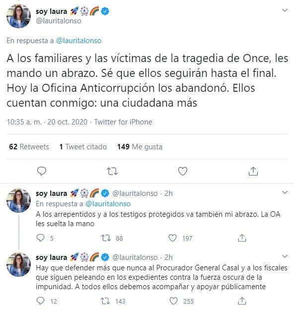 La publicación de Laura Alonso. (Foto: Twitter)