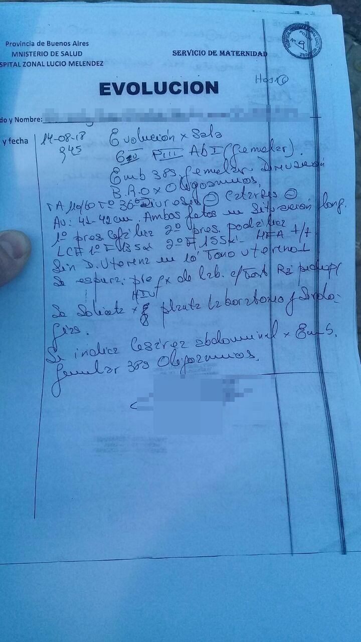 La constancia del hospital Lucio Meléndez.