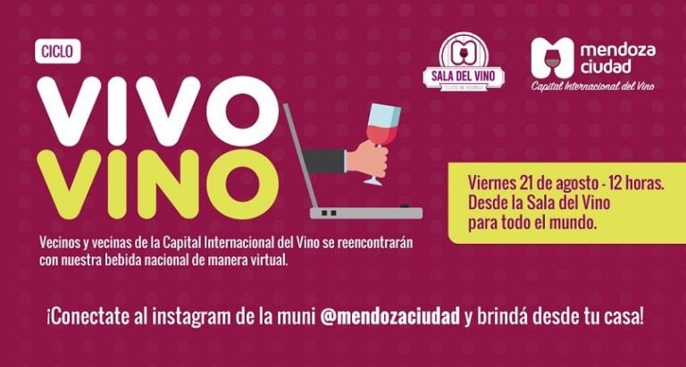 Este viernes 21 de agosto a las 12 horas, desde el Instagram de la Ciudad, brindamos desde casa.