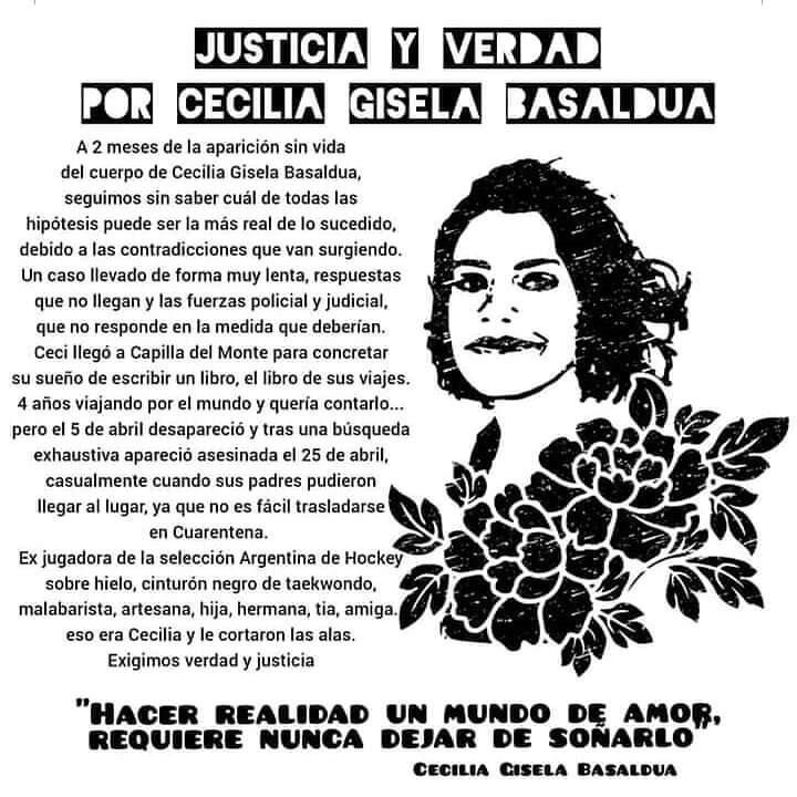 Comunicado de la familia de Cecilia Basaldua a dos meses de su femicidio.