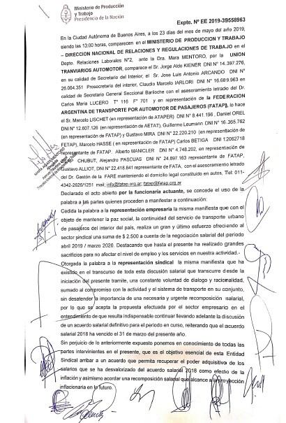 El documento fue rubricado en la Dirección Nacional de Relaciones y Regulaciones de Trabajo. (Web)