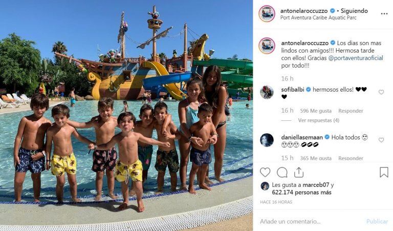 Mateo Messi y sus amiguitos a puro sol en Port Aventura. (Instagram)