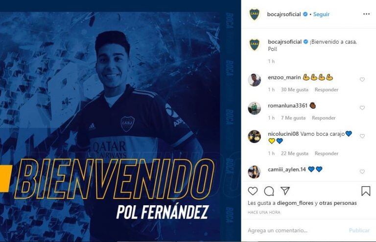 Presentación de Pol Fernández en Boca.