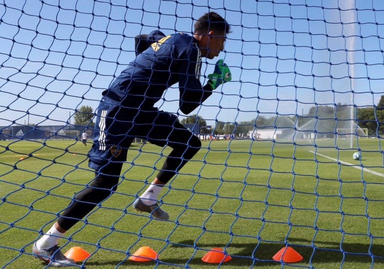 Boca en el entrenamiento de este primer sábado del año en Ezeiza. (Twitter de Boca)