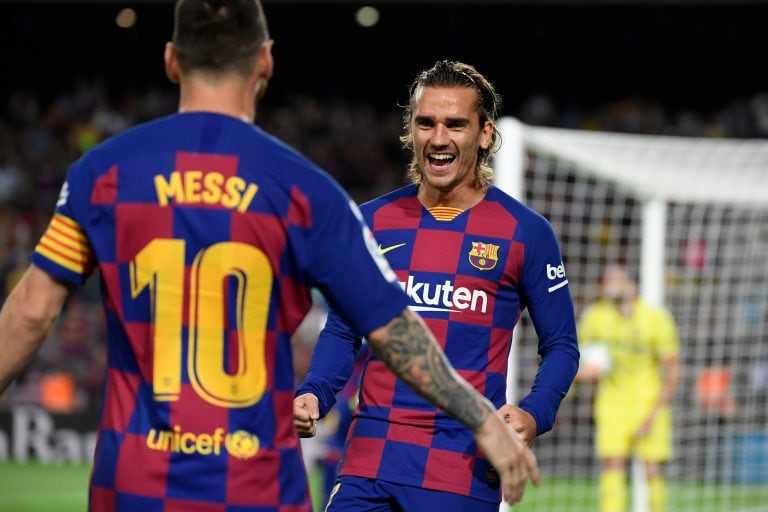 Antoine Griezmann y Lionel Messi (Foto: Lluis Gene/AFP)