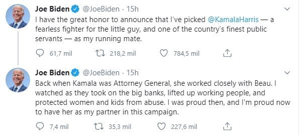 El anuncio de Joe Biden. (Twitter)