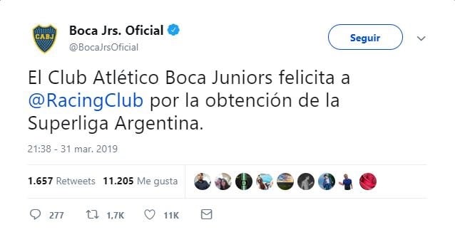 El saludo de Boca (Foto: Twitter)