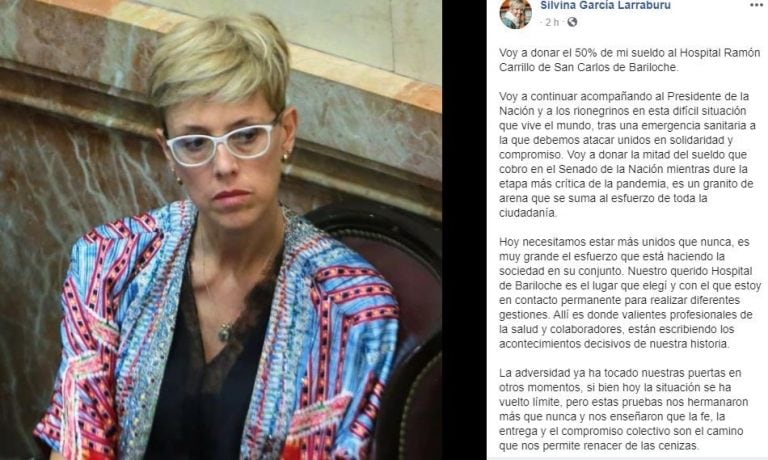 Silvina García Larraburu emitió el comunicado a través de redes sociales (web).