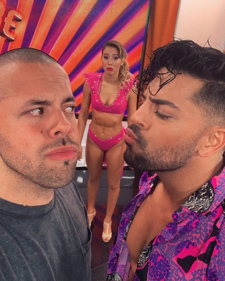 Florencia Vigna y Facu Mazzei juno a su coach Mati Napp (Foto: Instagram/ @florivigna)