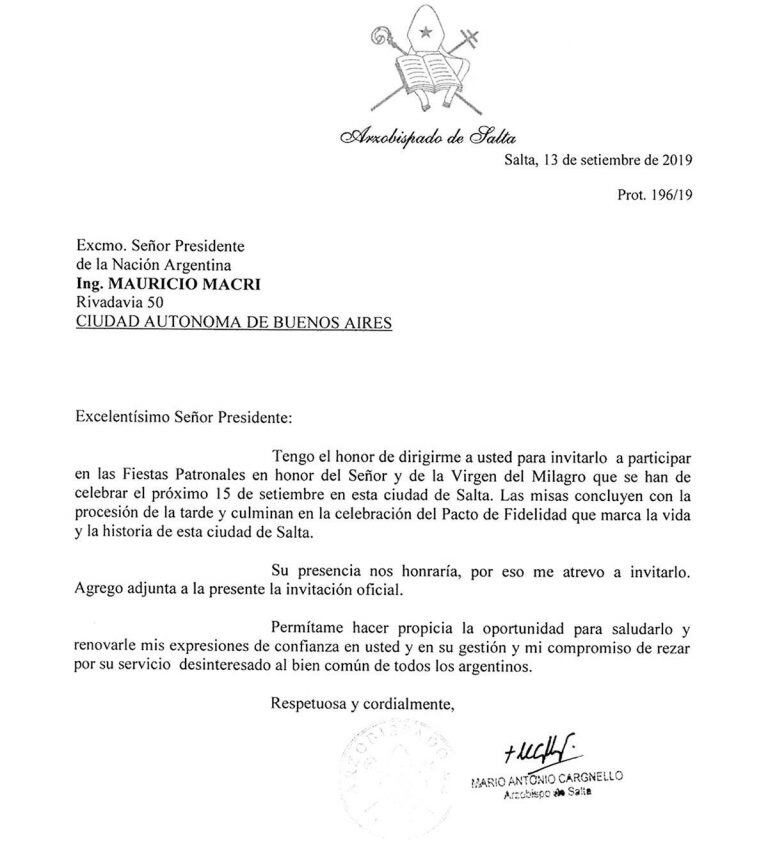 Invitación Monseñor Cargnello