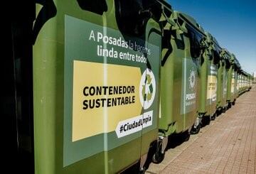 Contenedores sustentables instalados en Posadas para el inicio de la separación de la basura en origen. (Mun. Posadas)