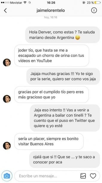 ¡Un delirio! Los chats entre el fan de Wanda y "Denver" de La Casa de Papel.