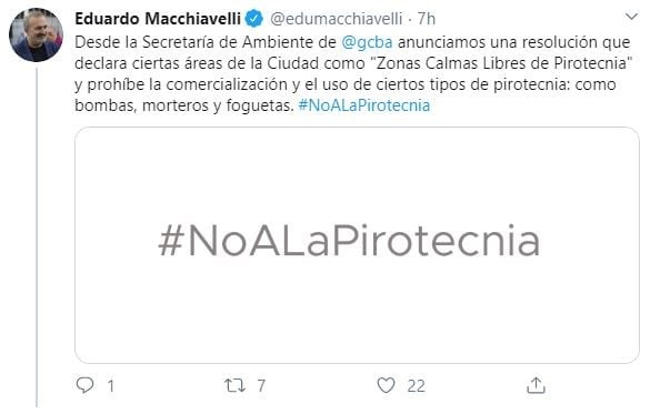 La Ciudad creará "zonas calmas" donde se prohibirá el uso de pirotecnia. (Twitter/@edumacchiavelli)