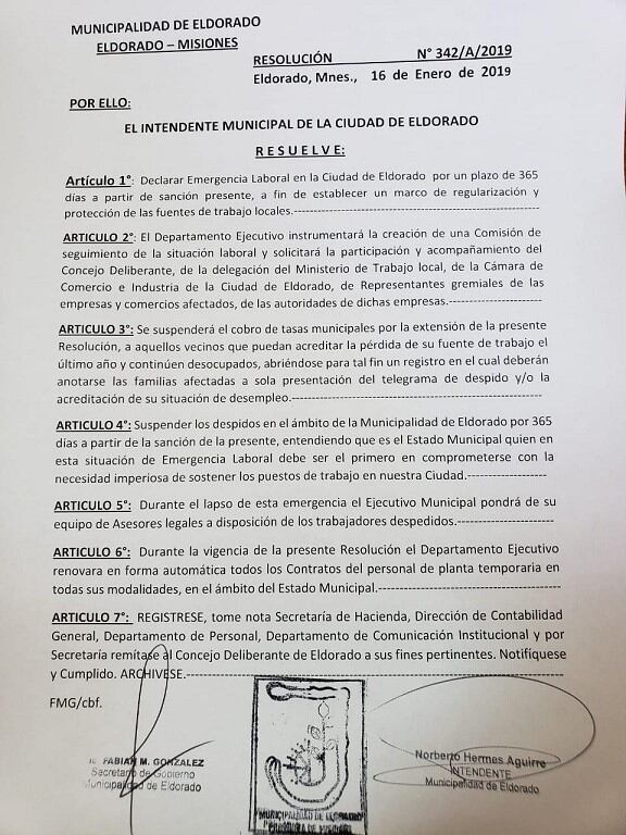 La declaración de emergencia durará 365 días hasta que la situación se normalice.